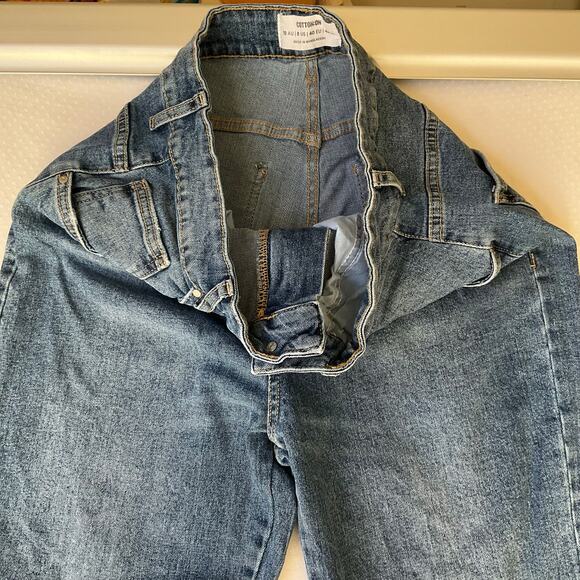 Cotton On Women Waxed & Ripped Denim Stretch Straight Leg Jeans size 8 US, Blue - Picture 9 of 13